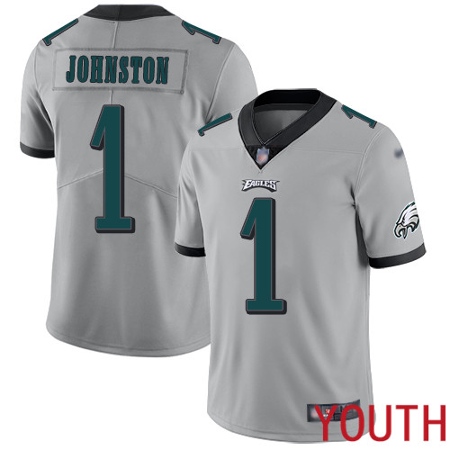 Youth Philadelphia Eagles #1 Cameron Johnston Limited Silver Inverted Legend NFL Jersey Football->youth nfl jersey->Youth Jersey